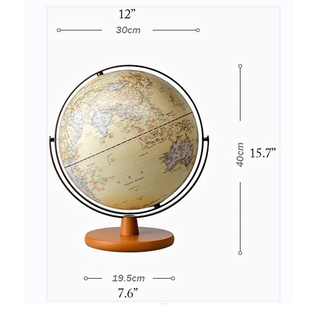Globi Geografici Mappamondo Mondiale Illuminato Classico dell'ultima Versione con Supporto in Legno 2 in 1 Mappamondo Grande geografico Mappamondo Antico da Tavolo 30 cm Home Decor