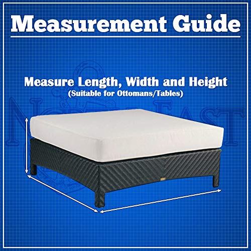 Neh Outdoor Patio Square Ottoman / Side Table Furniture Cover - 40"L X 38"W X 18"H - Breathable Material, Sunray Protected, And Weather Resistant Storage Cover - Gray With Black Hem #TOP4