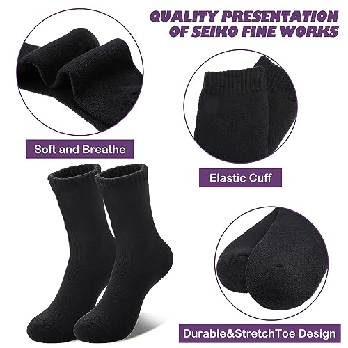 Image of LINEMIN Wool Socks for Women Winter Warm Hiking Thick Warm Cozy Boot Crew Gift Socks 5 Pairs