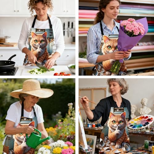 Image of Nuxovilar Cute Apron with Pockets, 26.77 * 30.7 Inches, Versatile for Meal Prep, Baking, Holiday Cooking