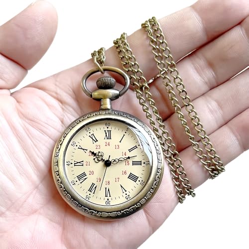 Image of Vintage Quartz Pocket Watches for Men with Chains, Analog Pocket Watch for Women, Gifts for Dad /Grandpa Gifts for Him for Birthday