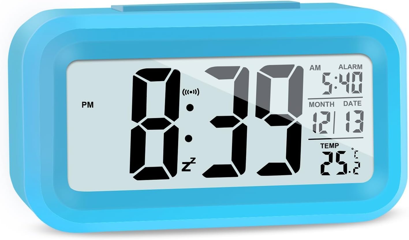 Hooporia Alarm Clocks for Bedrooms Digital Alarm Clock with LCD Screen Snooze 12 24H Battery Operated for Heavy