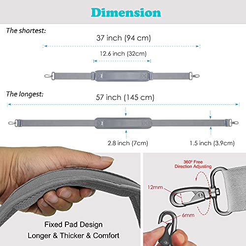Image of ZINZ Bag Shoulder Strap, Padded Adjustable Shoulder Strap Replacement, Grey, 57 inch