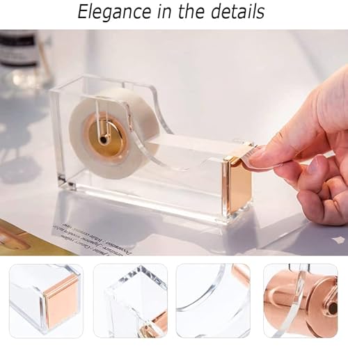 Famassi Rose Gold Desk Accessories，Office Supplies Set Acrylic Stapler Set Staple Remover, Tape Holder, Pen Holder, 2 Ballpoint Pen, Scissor, Binder Clips, Paper Clips And 1000Pcs Staples. #TOP3