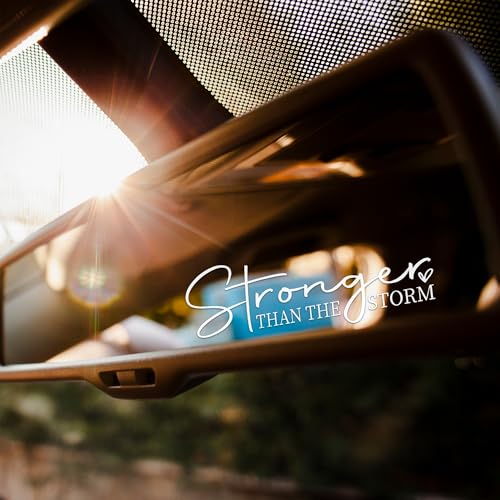 Image of VIANGOZE Set 2Pcs Stronger Than the Storm Rearview Mirror Decal Inspiration Bible Stickers Self-Love Christian Positive Decals Water Bottle Window Sticker Vinyl Waterproof 3.5x1.3 Inches Car Decals