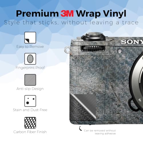 Image of Carbon Fiber Camera Skin Compatible with Sony A6700 Mirrorless Camera (2023) - Shadow Concrete - Premium 3M Vinyl Protective Wrap Decal Cover - Easy to Apply | Crafted in the USA by MightySkins