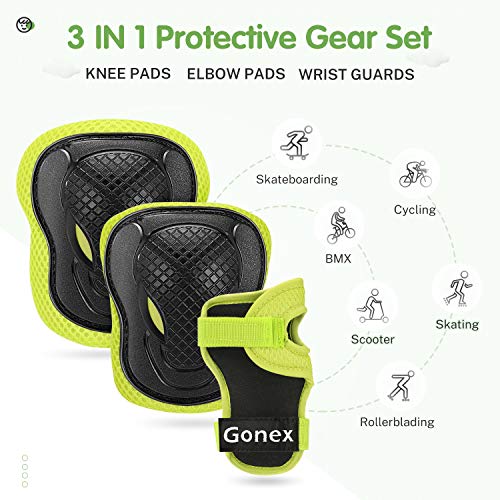 image for Gonex Kids Skateboard Knee Pads Elbow Pads with Wrist Guards, Skate Pa
