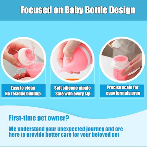 Biberones para cachorros con diseño antiasfixia y tetinas reemplazables de silicona 6