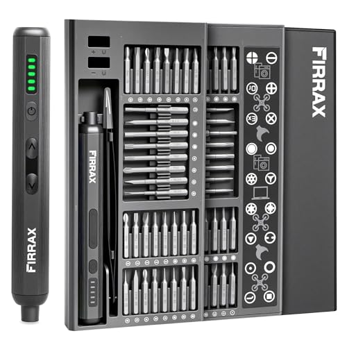 Mini Electric Screwdriver Set, FIRRAX 76-in-1 Small Electric Precision Screwdriver Cordless with 5 Torque Settings, 64 Bits, LED Lights, Power Screwdriver Repair Tool Kit for PC Phone Camera