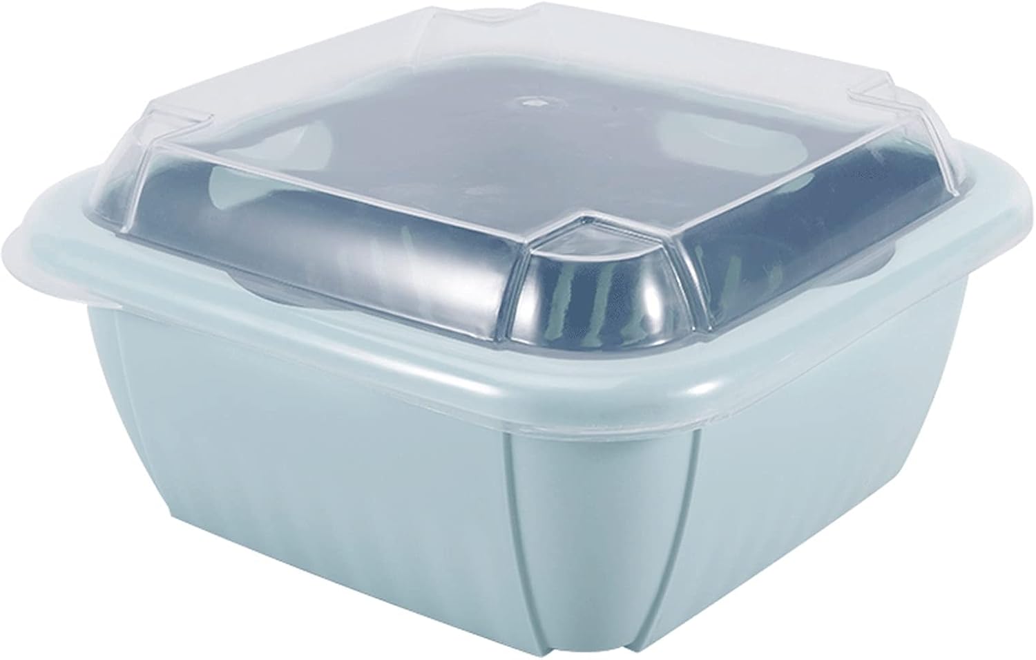 Fresh-keeping Drain Basket with Lid 2-in-1 Double-layer Kitchen Colander/filter Bowl Detachable Household Storage Box for Vegetables Noodles(B)
