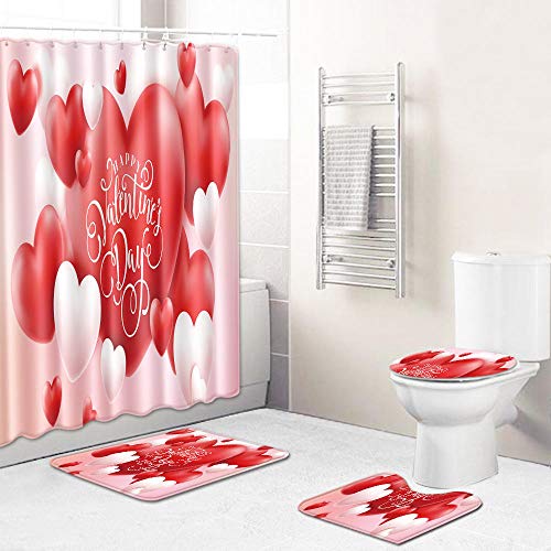 Claean-Acces-Home Wc Deckelbezug Badezimmer-Wc-Schwebe-Duschvorhang Vier-Teiliges Badetuch Handtuch Vorhang Tischdecke…