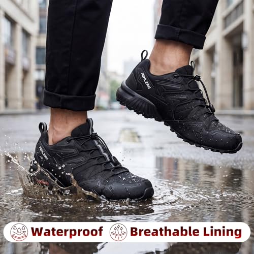 Image of FENLERN Men's Trail Running Shoes Waterproof Hiking Sneakers | Wide Non-Slip Trekking Outdoor Walking Shoes Workout Tennis Gym Cross Training Lightweight Breathable