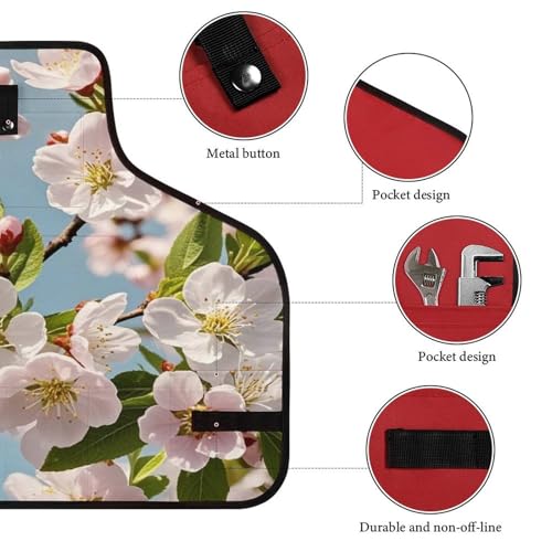 Delantal Japonés Floral para Trabajo, Multi-bolsillos Ajustable miniatura 3