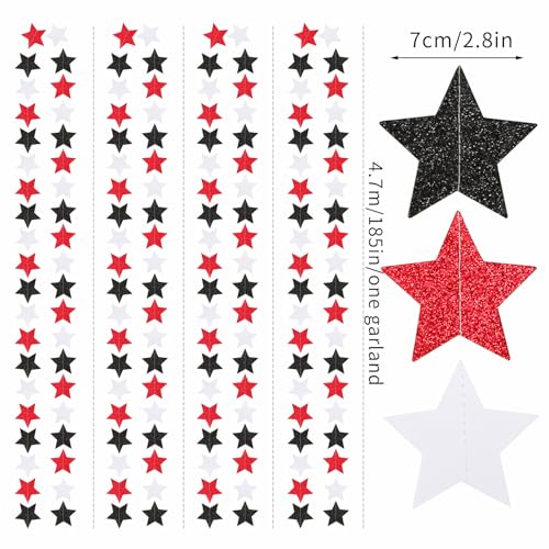 Image of Black White-Red Birthday Party-Decorations Garland - 62FT Twinkle Little Star Graduation Hanging Streamers Banner,Wedding Baby Shower Backdrop, Vampire Classroom Decor Supplies Hugtmr