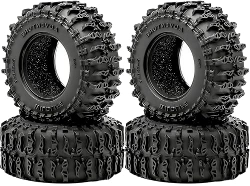 Fraizoe RC 1.3” Crawler Tires Rock Terrain Tires 64x26mm Soft Rubber Tires with Foam Insert Fits for 1/18 1/24 AX24 TRMX4 Axial SCX24 FCX24 Ultimate CR-18P EVO XC-1 RTR RC Model Upgrade Part (4PCS)