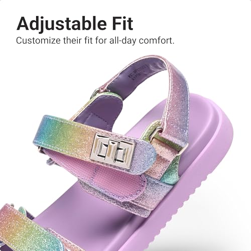 Image of DREAM PAIRS Girls Sandals Casual Open Toe Two Adjustable Strapped Sandals with Hook and Loop for Little Kid /Big Kid