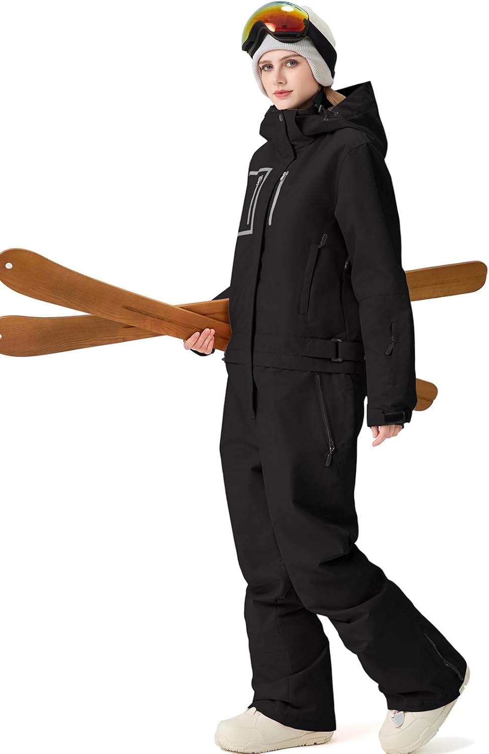 YEEFINE Women's Ski Suit One Piece Baggy Snowsuit Insulated Snowboard Suits Loose Snow Jacket Jumpsuits Waterproof - Image 5