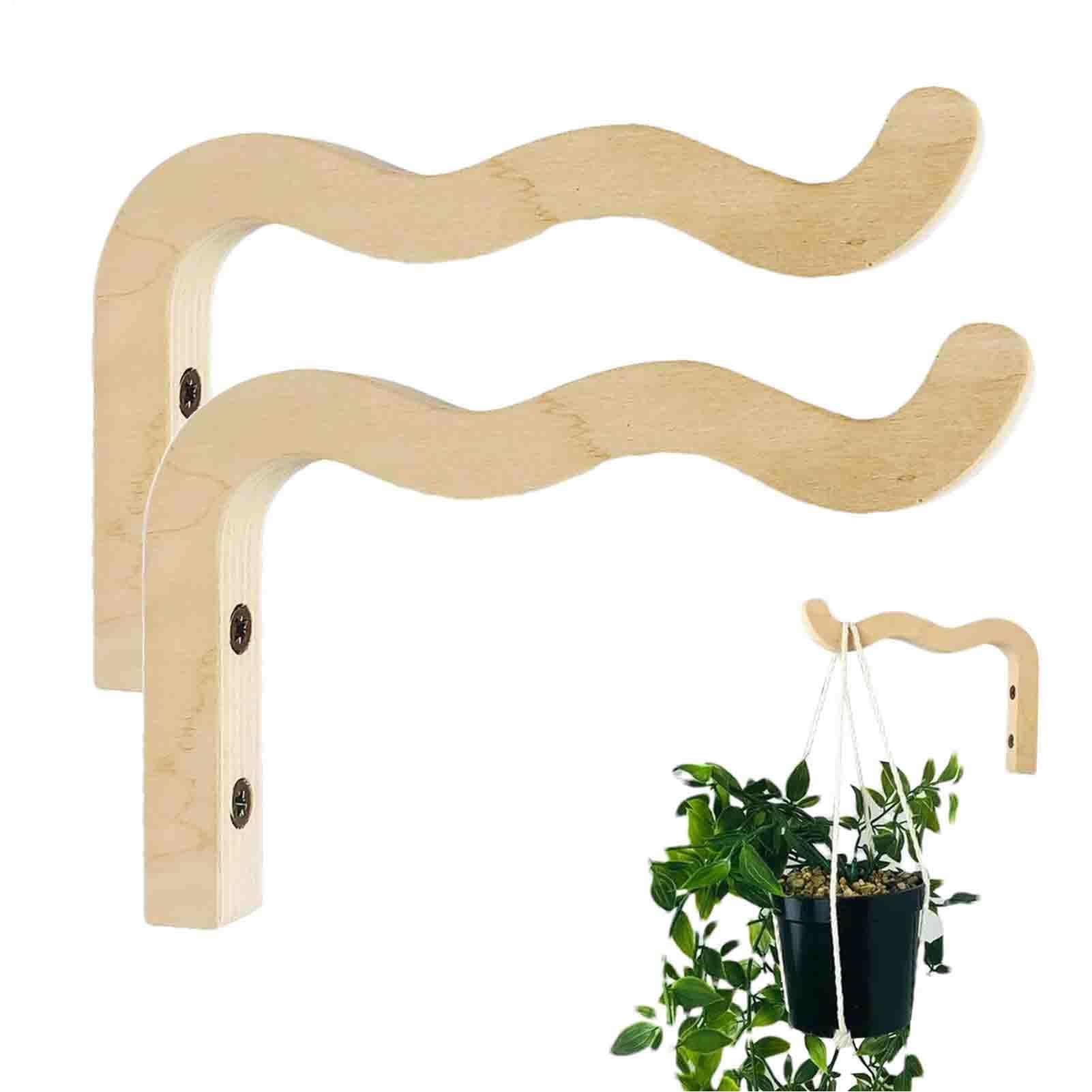 Lot de 2 Crochets en Bois pour Plants, murales peltes de plants en plein air, supports muraux pour pot, Paniers de Fleurs, Lanternes d'intérieur et d'extérieur, Ornements de Jardin pour carillons