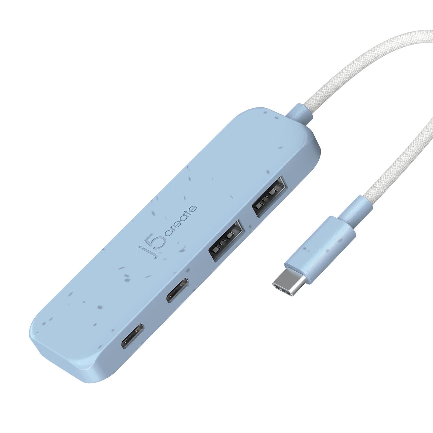j5create 4-in-1 USB-C to 4-Port Type-A & Type-C Hub(Eco-Friendly), 10 Gbps USB-A x 2 & 10 Gbps USB-C x 2, Compatible with MacBook Pro, MacBook Air, iPad, Mac Mini, Cyan/Blue (JCH342EC)
