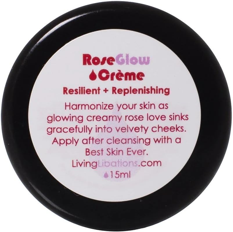 LIVING LIBATIONS - Organic/Wildcrafted Rose Glow Face Creme | Natural, Plant-Based, Clean Beauty (.5 oz | 15 ml)