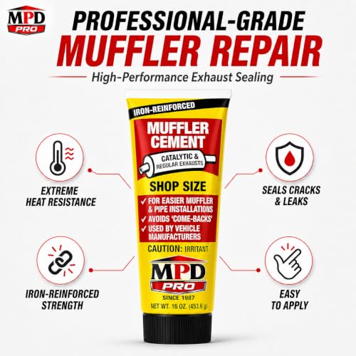 Image of MPD Muffler Cement Putty - 16 oz | Seals Exhaust Leaks, Cracks & Holes | Heat Resistant Up to 2000F | Easy Application for Automotive Repairs (Pack of 2)