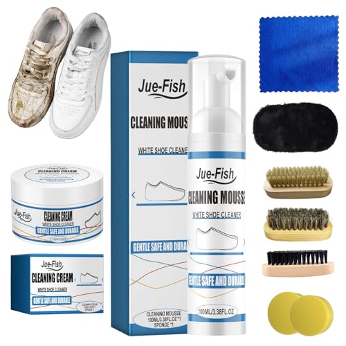 Znnhnn Sneaker Cleaner Set 9 in 1,Sneaker Reiniger,Premium Sneaker Reiniger Schuhreiniger-Set mit Bürste Schuhe Reinigungscreme und Handtuch zum Entfernen von Flecken und Schmutz