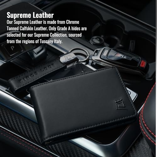 Kings Loot Wallet for Men | Minimalist Slim RFID Blocking Leather Design with Cash Pocket & Card Pull Strap | Holds 1-15 Cards | Stylish & Durable Wallets (Onyx Black)2