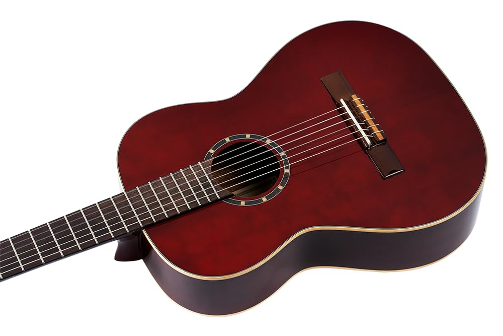 Ortega Guitars 7/8 Konzert Gitarre – Family Series – Inklusive Gig Bag – Fichte, Mahagoni, Rot (R121-7/8WR)