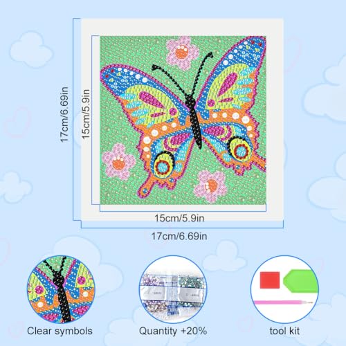 Ainiv 5D Diamond Painting Art Kit with Wooden Frame, Crystal Art Kits, Easy Cartoon Full Drill Gem Painting for Beginners (Butterfly) - Image 2