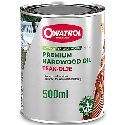 OWATROL® Teaköl für Gartenmöbel [0,5 L]- Teakholz Öl Aussen - Terrassenöl - Teakholz Öl Pflege - Hartholzöl - Öl für Gartenmöbel - Yacht und Teaköl - Holzlasur Aussen Teak - Holzschutz Öl (0,5 Liter)