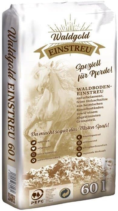 HORSEDREAM Waldgold Waldboden-Einstreu für Pferde 60 L (1 Sack) – natürliche Premium-Pferdeeinstreu, staubarm, geruchsneutralisierend & kompostierbar