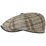 De cuadros multicolor Stetson Gorra Hatteras Tarnaco Check Hombre - Made in Germany de Seda Lino Newsboy con Visera, Visera Primavera/Verano - 56 cm Beige-Azul