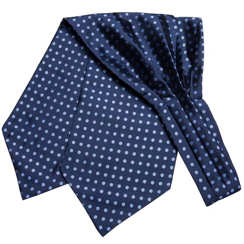 Image of Hi-Tie Silk Ascot for Men Self Tie Men's Cravat and Flower Lapel Pin Handkerchief Cufflinks Set for Wedding Party