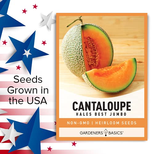 Cantaloupe Seeds For Planting - Hales Best Jumbo Heirloom, Non-Gmo Vegetable Variety- 1 Gram Approx 45 Seeds Great For Summer Melon Gardens By Gardeners Basics #TOP4