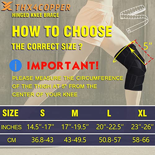 Thx4Copper Hinged Knee Brace-Adjustable Open Patella With Straps Side Stabilizers-Compression Support For Protection&Pain Relief-Trauma, Acl, Lcl, Mcl, Tears, Arthritis, Tendon, Injuries #TOP2
