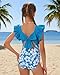 Girls Swimsuits One Piece Floral Ruffle Bathing Suits for Teens Hawaiian Beach Swimwear for Summer Vacation 9-10Y