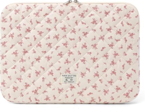 RuiDay Housse Ordinateur 13-14 Pouces, Pochette pour Ordinateur Portable Matelassée Motif Floral, Compatible avec MacBook Air 13/Pro 13/Pro 14 M5 M4 M3 M2 M1