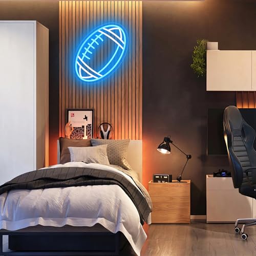 Image of Football Neon Sign, Dimmable LED Football Signs for Wall Decor Rugby Neon Lights for Boys Man Cave Game Room Sports Theme Bedroom Decor (Size: 14x8.47inch)