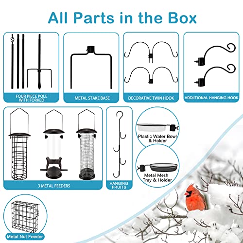 Deluxe Bird Feeding Station Kit Bird Feeder Pole Wild Bird Feeder Hanging Kit Planter Hanger Multi Feeder Hanging With Metal Suet Feeder Bird Bath For Attracting Wild Birds #TOP4