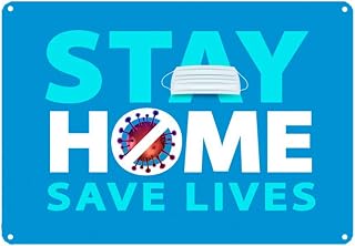 Warning Stay Home Avoid Pandemic Diseases Spread Save Lives Yourself Vintage Style Metal Sign Iron Painting for Indoor & Outdoor Home Bar Coffee Kitchen Wall Decor 8 X 12 Inch