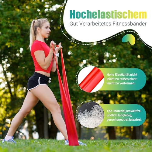GYMERK Fitnessbänder Set 4er, 1.8M Fitnessband mit Übungsposter – Ansicht 2