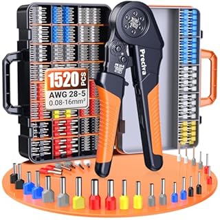 Pinza Crimpatrice con1520pezzi,Capicorda Da 0,08-16mm² ，Pinza Capicorda Regolabili，Puntalini Elettrici,Crimpatrice Puntalini，Per Uso Industriale E Fai-Da-Te,Terminali Elettrici A Crimpare