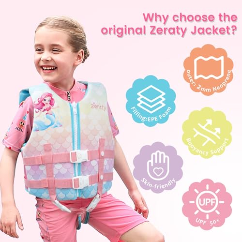 Zeraty Toddler Swim Vest Neoprene Kids Float Jacket Swimming Aid for Children Girls and Boys 36-40-50-60-70-88Lbs with Dual Adjustable Safety Straps - Thumbnail 5