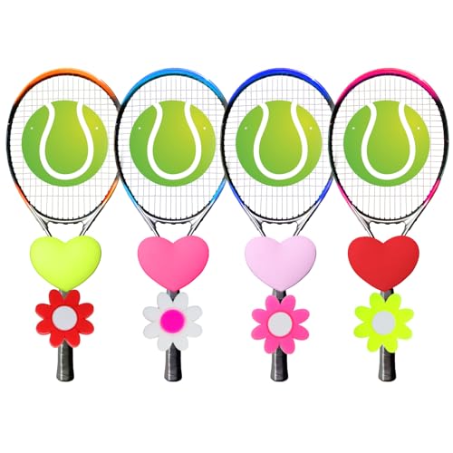 Ymapinc 8Pcs Tennis Dampener for Racket - Tennis Racket Dampener Shock Absorber, Anti-Slip Cute Sports Gym Accessories for Men and Women 2 Styles - Heart and Flower Shaped (Silicone)
