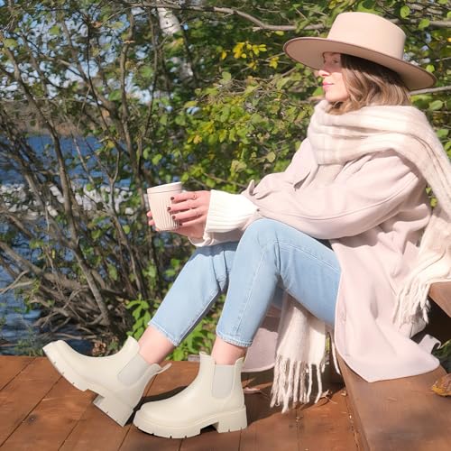 image for Asgard Women's Platform Ankle Rain Boots Waterproof Chelsea Boots Shor