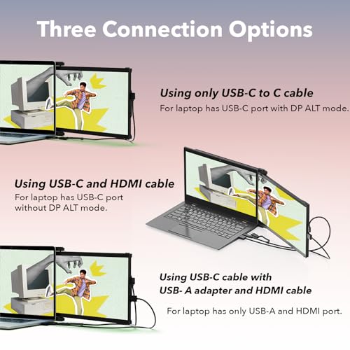 Image of New Mobile Pixels Nexus 14.1'' FHD 1080P Laptop Screen Extender, USB Type-C /USBA /HDMI Travel Monitor, Portable Monitor for 14'' to 17 inch Laptops, Compatible with macOS /Windows /Android /Switch