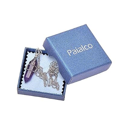 Paialco Natural Amethyst Crystal Point Wire Wrapped Pendant Necklace for Women