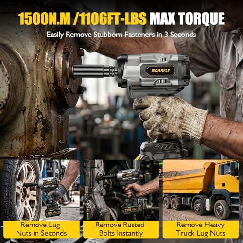 Image of SOARFLY 1 /2 inch Cordless Impact Wrench 1106Ft-Lbs (1500N.m)