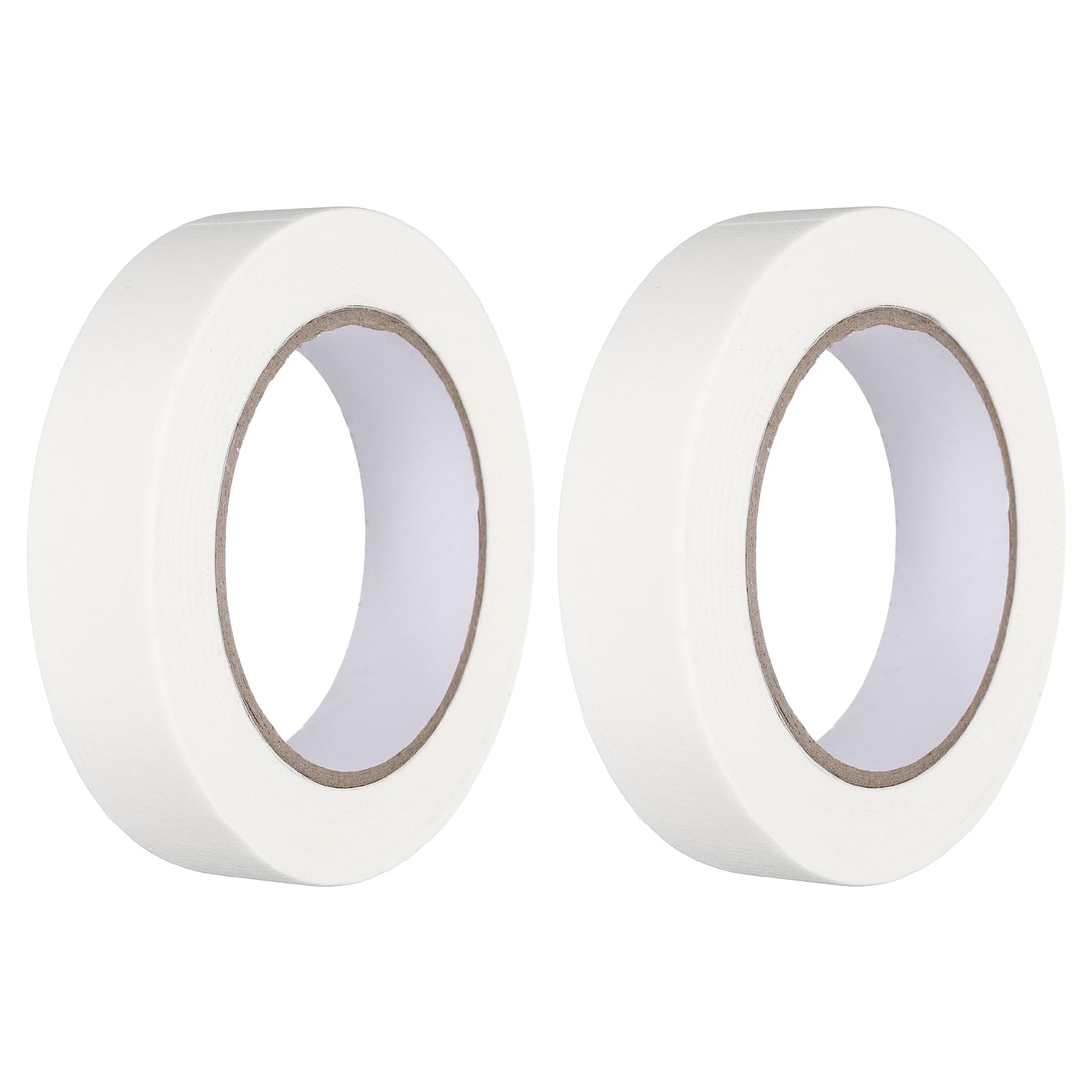 sourcing map 2pcs 25mm x 50 m Colored Masking Tape Universal Crepe Paper Colorful Masking Painter Tape for Art Drawing DIY Handcraft Labeling Sealing, White