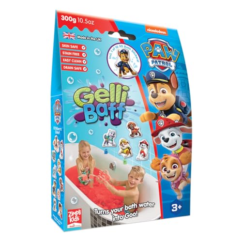 Paw Patrol Gelli Baff Red with Free Floating 3D Bath Sticker from Zimpli Kids 1 Bath or 6 Play Uses Magically turns water into thick colourful goo Creative Play for Children Paw Patrol Toy Gifts